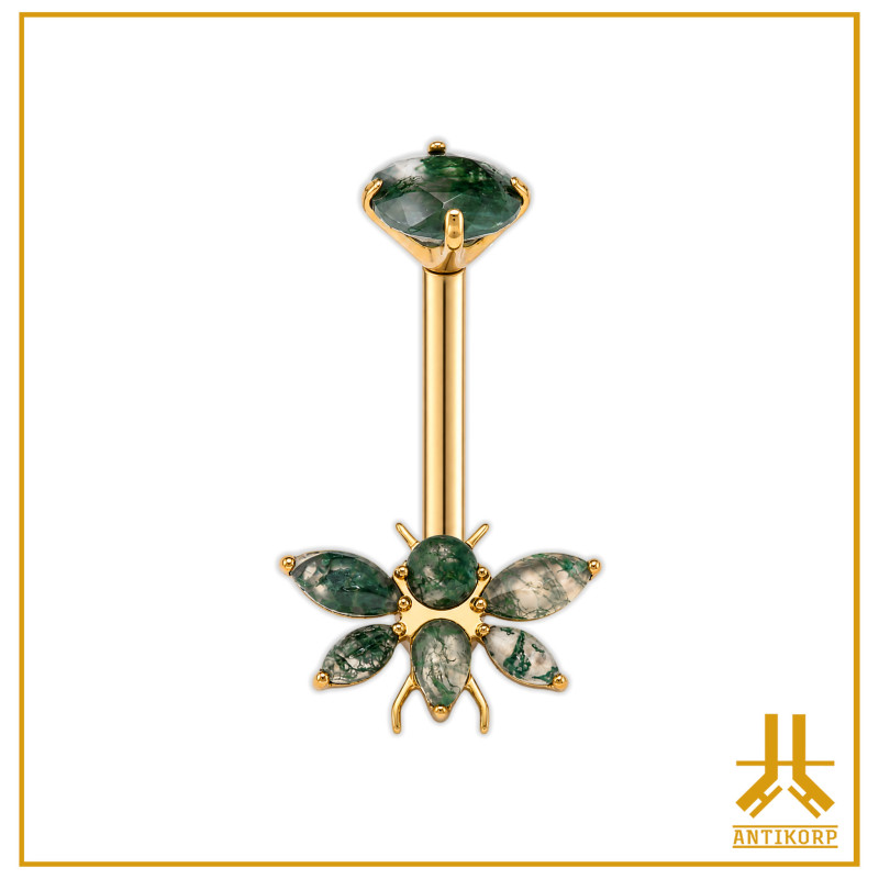 Navel Titanium F136 PVD Gold L'Abeille Natural Stone