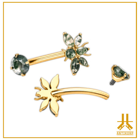 Navel Titanium F136 PVD Gold L'Abeille Natural Stone