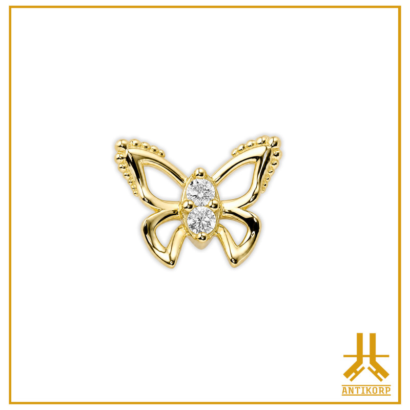 Cabeza de mariposa Swarovski de oro de 18 quilates