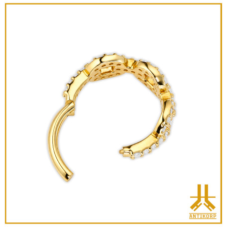 Anello Clicker Catena gioiello in oro 18 carati Swarovski Strass