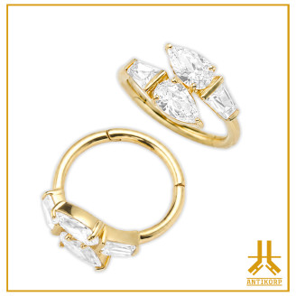 Clicker Ring 18K Gold Staggered Strass