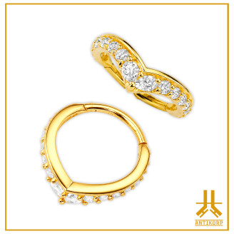 Anello Clicker Conch in oro 18 carati N18 Strass