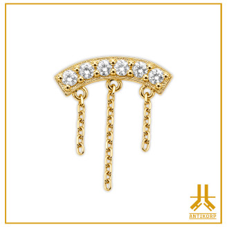 Catene di strass Baguette arrotondate in oro 14k Threadless