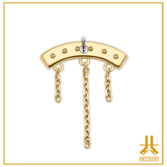 Catene di strass Baguette arrotondate in oro 14k Threadless