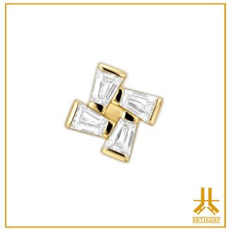 Head 18K Gold Tappered Cross Strass