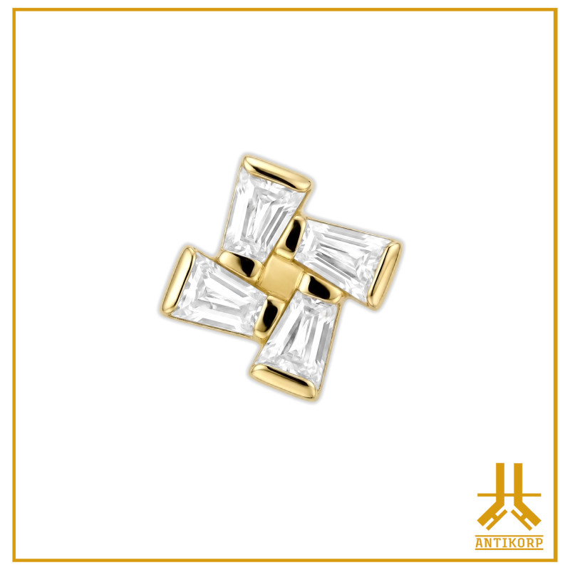 Head 18K Gold Tappered Cross Strass