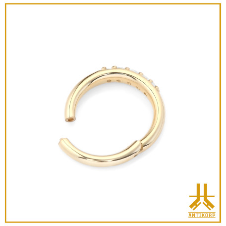 Anillo Clicker Oro 14k Lado Strass Corto