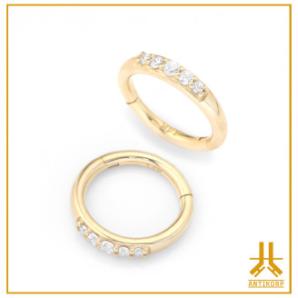 Clicker Ring 14k Gold Side Strass Short
