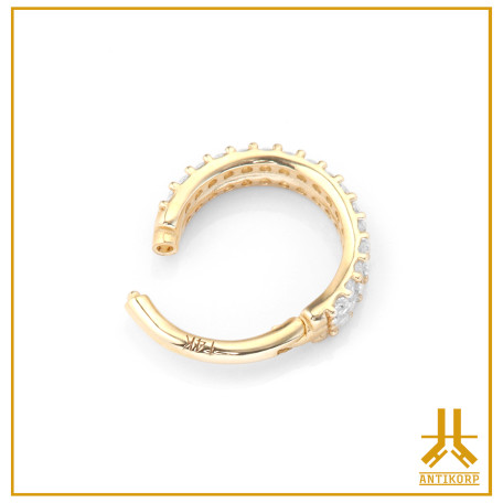 Anillo Clicker Strass Doble Brazalete Oro 14k
