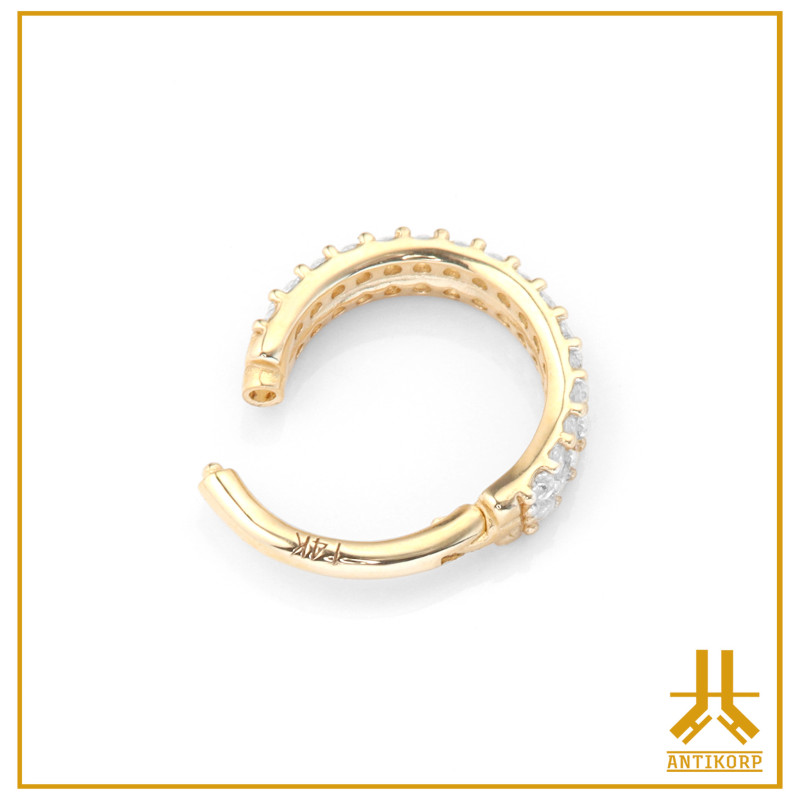 Anillo Clicker Strass Doble Brazalete Oro 14k