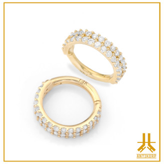 Anillo Clicker Strass Doble Brazalete Oro 14k