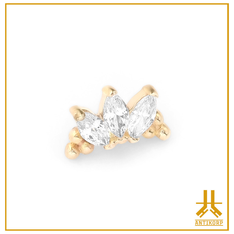 Marquise Fin de cuentas de oro de 14 quilates Swarovski Strass Tornillo interior