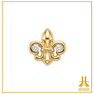 Cacciavite interno Swarovsky con cappuccio Fleur de Lys in oro 14 carati