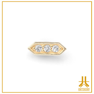 Terminal 3 Strass Oro 14K Swarovski Strass Atornillado Interno