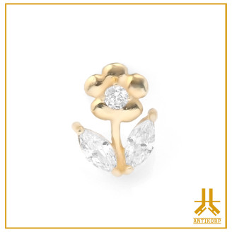 Punta Flor Strass Oro 14K Threadless
