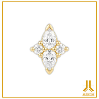 Cabeza de oro de 18 quilates PearQuad 4 strass n65