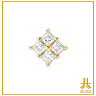 Cabeza Oro 18K Cuadrado 4 strass n67