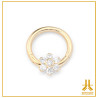 Anillo Clicker Flor de Oro 14k con Strass
