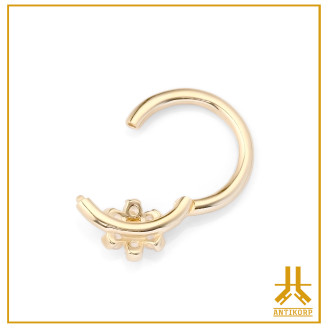 Anillo Clicker Flor de Oro 14k con Strass