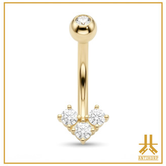 Navel 14k Gold TriangleShaped Strass