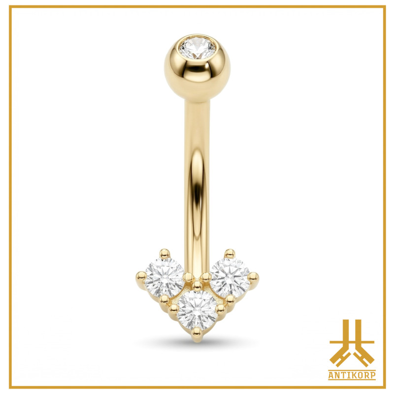Navel 14k Gold TriangleShaped Strass