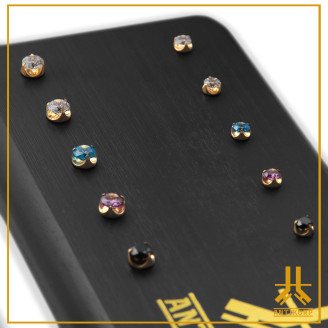 Display Assembled 18pcs Titanium End Cabochon Open Zircon PVD Gold