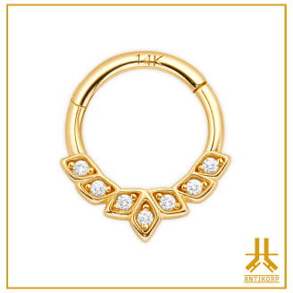 Anillo Clicker de oro de 14 quilates Flora Strass