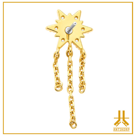 SunFlower End Chains 14K Gold Threadless
