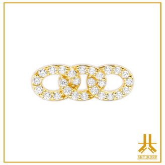 Triple Jeweled Link bit 14K gold Internal screwing