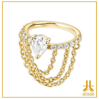 Anillo clicker triple cadena oro 14k strass V2