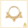 Clicker Ring 14k Gold XL Beaded Layers Strass