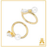 Anello a scatto in oro 18K Perle + Swarovski Strass