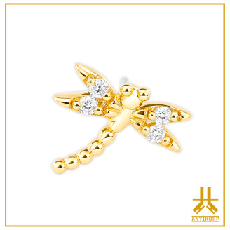 Libellula End Strass V3 Oro 14K Senza filo