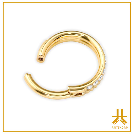 Clicker Ring Titanium F136 PVD Gold Crenelis