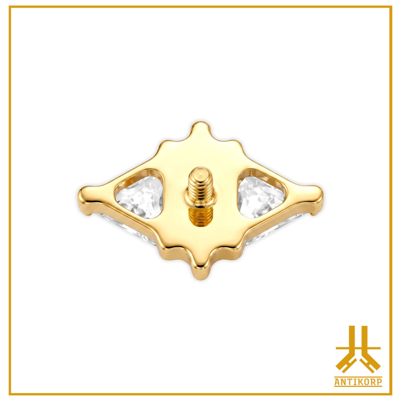 Titanium End F136 PVD Gold Jeweled Losange V5