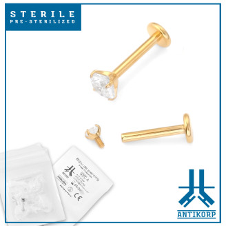 Labret Titanio Oro Strass Interno Rayado Estéril