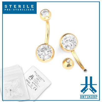 Banana Titanio Oro INTERNAL Doble Strass Estéril