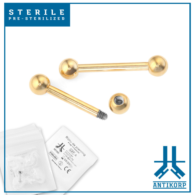MicroBarbell Titanio PVD Oro Estéril 1.2mm Externo