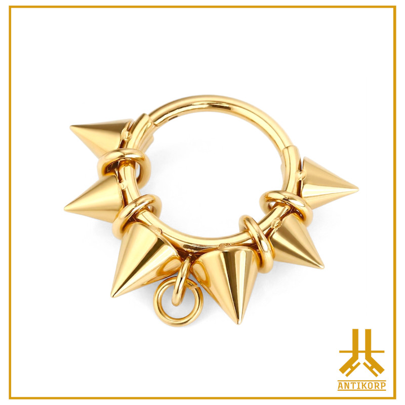 Clicker ring Titanium F136 PVD Gold Metal Spikes
