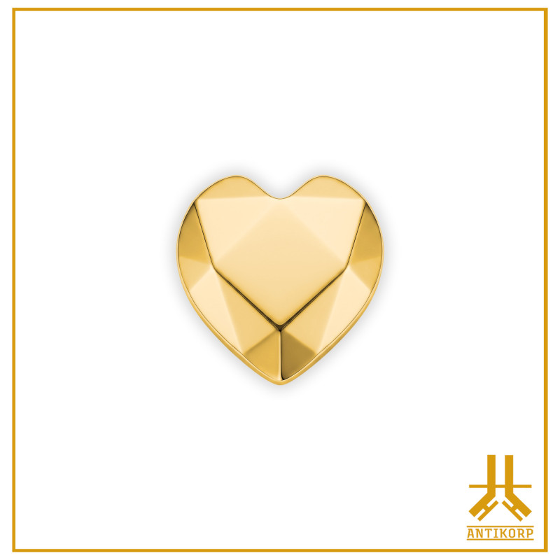 Titanium End F136 PVD Gold Origami Heart V3