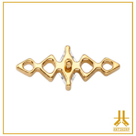 Titanium End F136 PVD Gold Diamond Arch