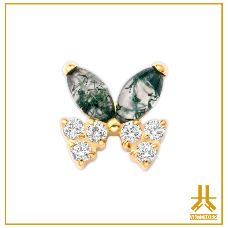 Embout Titane F136 PVD Gold Diamond Butterfly