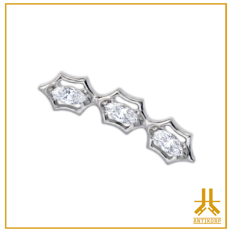 Titanium End F136 Triple Hexagon Strass