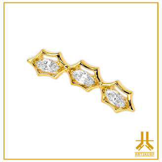 Titanium End F136 PVD Gold Triple Hexagon Strass