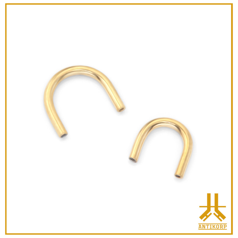 Fer à Cheval U Titane ASTM F136 PVD Gold Part. Vissage Interne