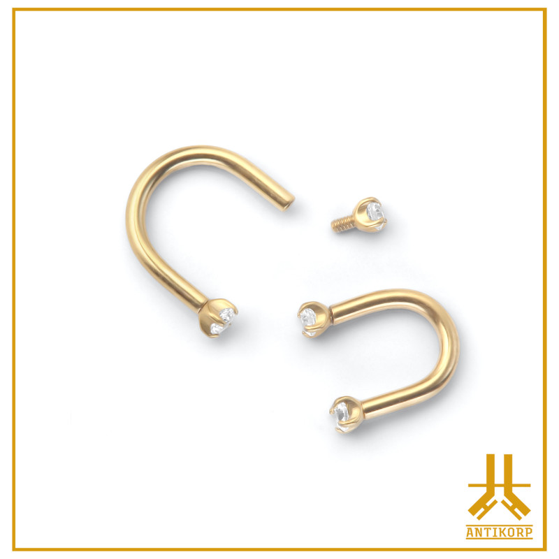 U Horseshoe Internal Thread Titanium F136 PVD Gold V1