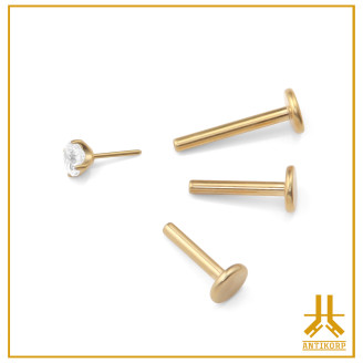 Labret 1.2mm Titanio F136 Sin Rosca PVD Oro