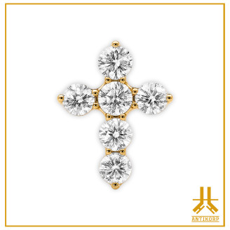 Gold Cross Piercing with Crystals V2 – Titanium F136 | ANTIKORP
